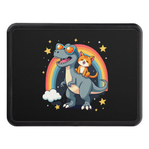 Cat Riding Dinosaur T-Rex Kitten Rainbow Dino Funn Hitch Cover