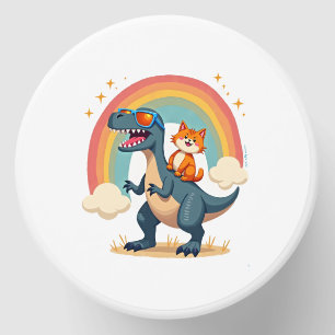 Cat Riding Dinosaur T-Rex Kitten Rainbow Dino Funn Mini Candle Favors