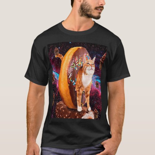 Cat Riding Donut Cute Doughnut Astronaut Galaxy Sp T_Shirt