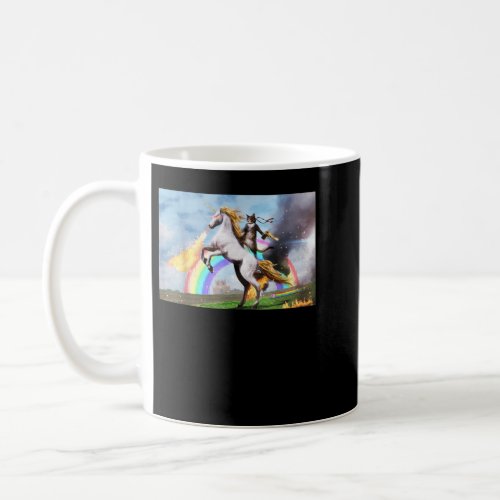 Cat Riding Fire Breathing Unicorn Meme 600 Coffee Mug