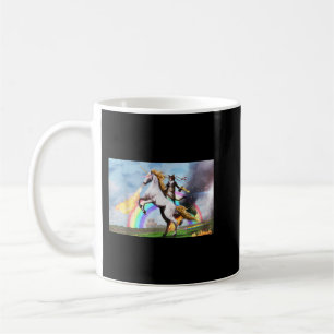 Cat Riding Fire Breathing Unicorn Meme Coffee Mug