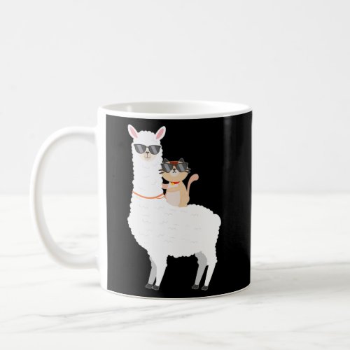 Cat Riding Llama Animal Coffee Mug