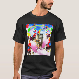Cat Riding Llama With Sundae And Jelly Beans Premi T-Shirt