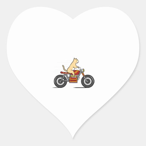 Cat Riding Motorcycle Heart Sticker