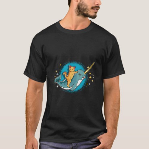 Cat Riding Narwhal Cat Narwhal Narwhal T_Shirt