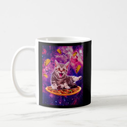 Cat Riding Pizza In Space Galaxy Taco Kitten Cats  Coffee Mug