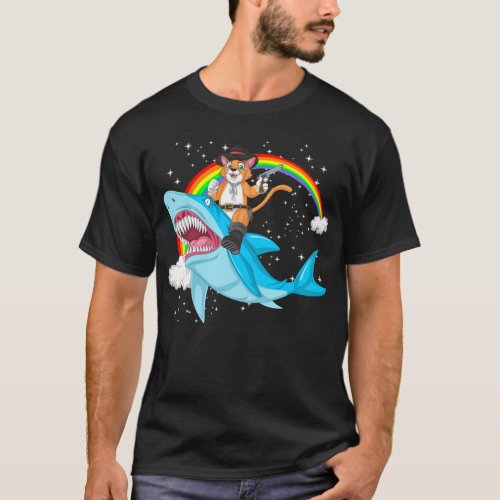 cat riding shark T_Shirt