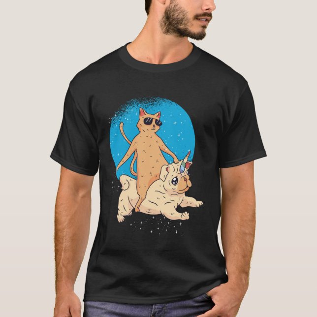 Cat Riding Unidog T-Shirt (Front)