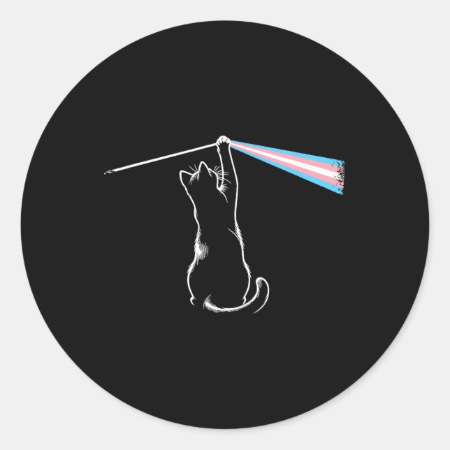 Cat Rock Music Trans Pride Lgbt Transgender Cat Lo Classic Round Sticker (Front)