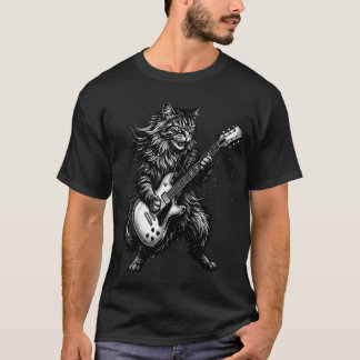 Cat Rock Star Band Guitarist T-Shirt