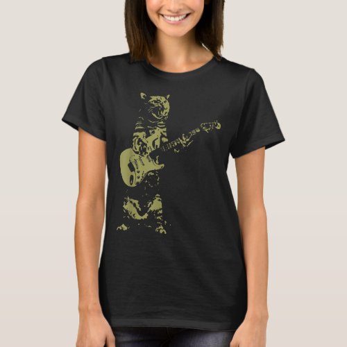 Cat Rocker Funny Kitty Cat Playing Guitar Musician T_Shirt