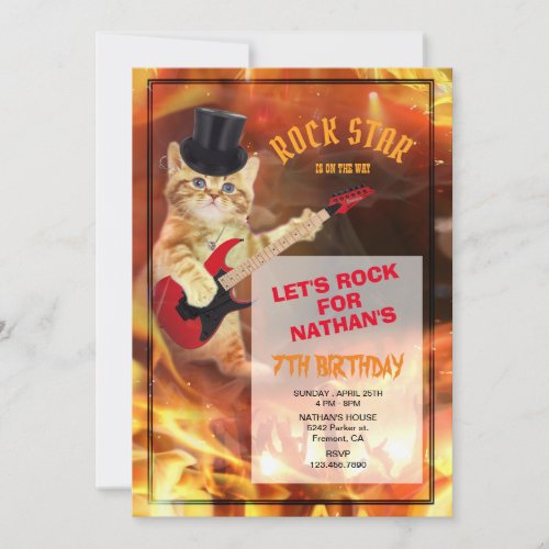 Cat Rockstar Cool Invitation