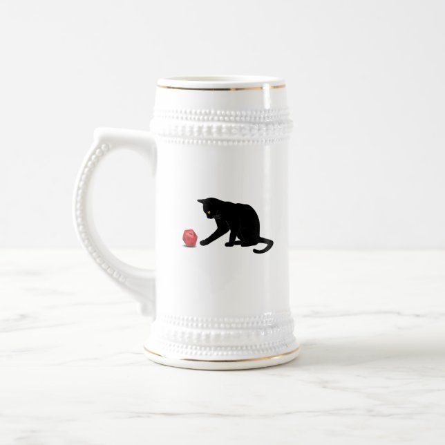 Cat Rolling Dice RPG Role Playing Games Beer Stein (Left)