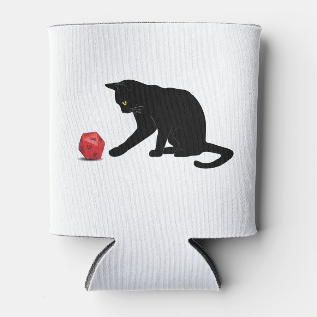 Cat Rolling Dice RPG Role Playing Games Can Cooler (Front)
