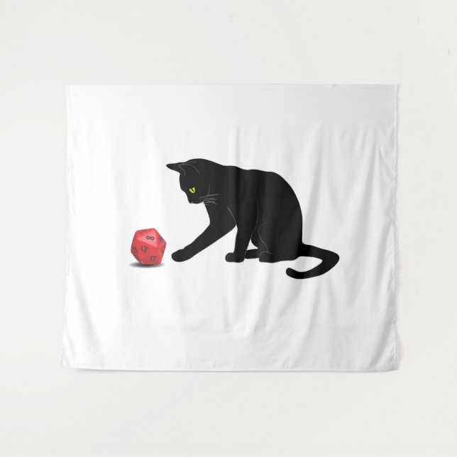 Cat Rolling Dice RPG Role Playing Games Gaming Lov Tapestry (Front (Horizontal))