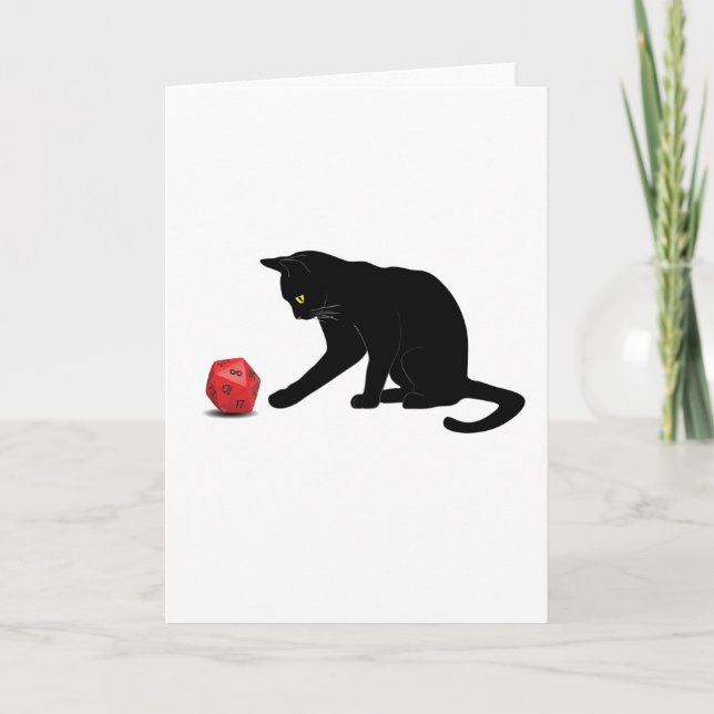 Cat Rolling Dice RPG Role Playing Games Holiday Card (Front)