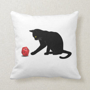 Cat Rolling Dice RPG Role Playing Games Throw Pillow