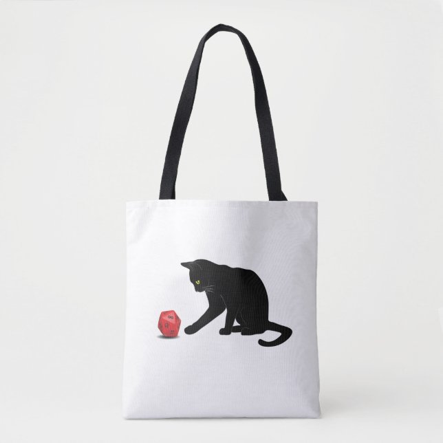 Cat Rolling Dice RPG Role Playing Games Tote Bag (Front)