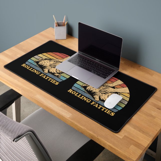 Cat Rolling Fatties Funny Desk Mat (Office 2)
