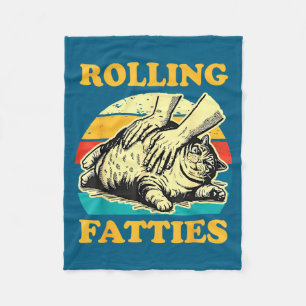 Cat Rolling Fatties Funny For Men Women Fleece Blanket