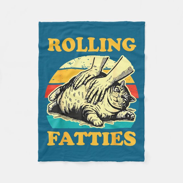 Cat Rolling Fatties Funny For Men Women  Fleece Blanket (Front)