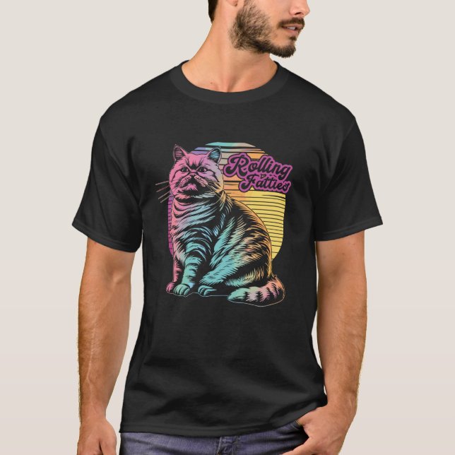 Cat Rolling Fatties Humor Meme T-Shirt (Front)