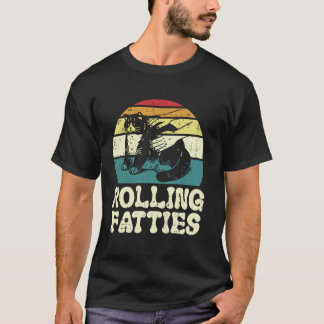 Cat Rolling Fatties Sunset Retro Kitten Kitty Wome T-Shirt