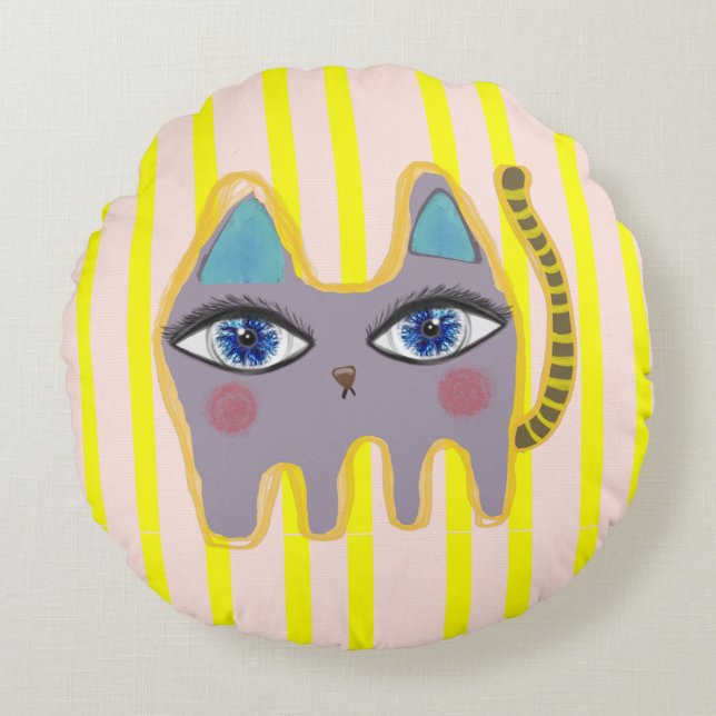 Cat  round pillow (Front)
