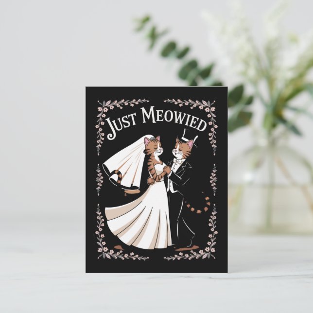 Cat Royal Wedding Funny Just Married Couples Dance Postcard (Standing Front)