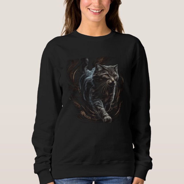 Cat Running Cute Graphic Tees Men Women Boys Girls (Front)