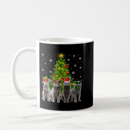 Cat Russian Blue Christmas Tree Funny Cat Lover Ca Coffee Mug