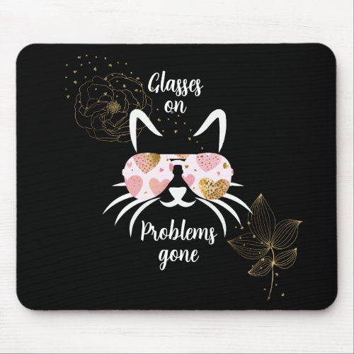 Catâs silhouette with pink heart problems gone mouse pad