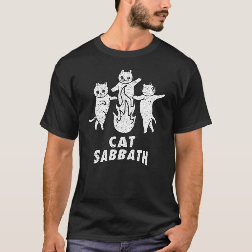 Cat Sabbath Cute Funny Cat Pun Witch Heavy Metal T_Shirt