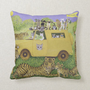 Cat Safari Throw Pillow