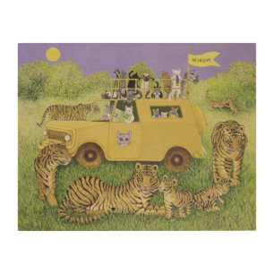 Cat Safari Wood Wall Art