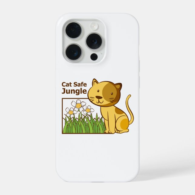 Cat Safe Jungle Funny Tabby Spider Plant Art iPhone Case (Back)