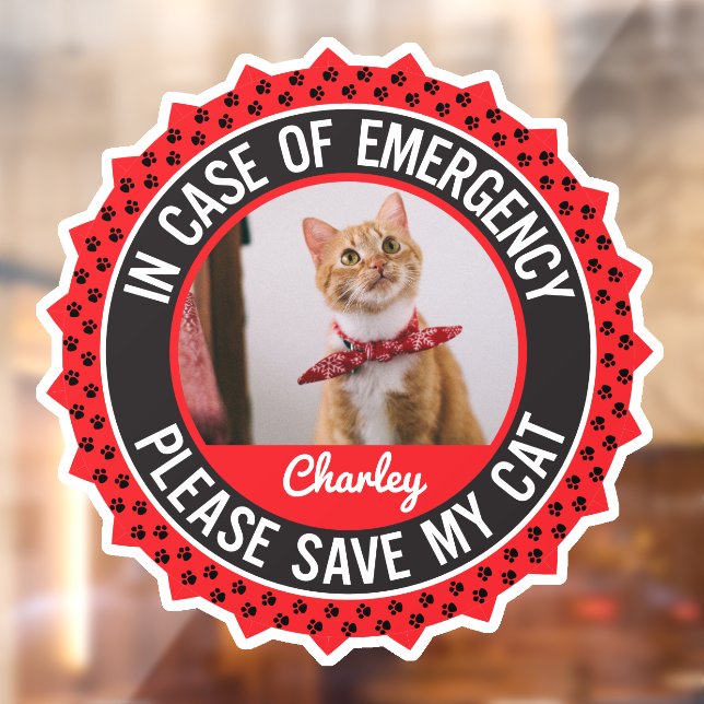 Cat Safety Alert Custom First Responder Window Cling (Sheet 2)