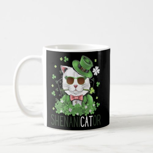 Cat Saint Patricks Day Cat Mom Shamrock Cat Leprec Coffee Mug