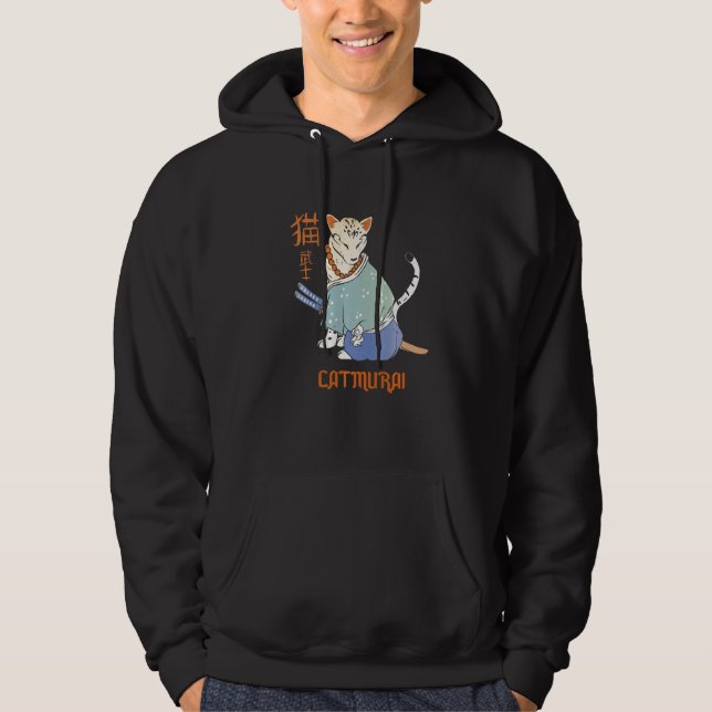Cat Samurai Catmurai Japanese Warrior  Cats with K Hoodie (Front)