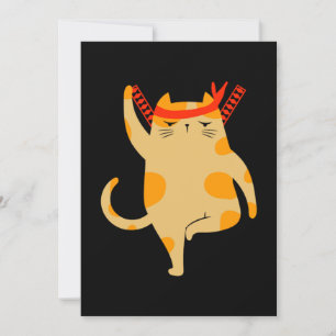 Cat Samurai Ninja Shinobi Kitten Kitty Pet Gift Invitation