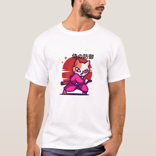 Cat samurai T_Shirt