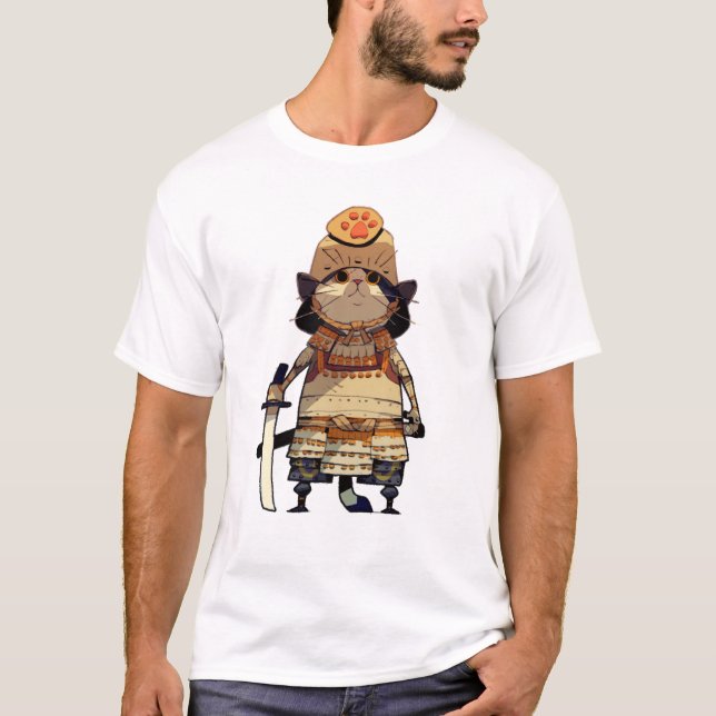 Cat Samurai T shirt (Front)