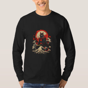 Cat Samurai & The Great Wave  Mesmerizing Japanese T-Shirt