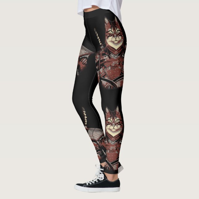 Cat Samurai Warrior Japanese Leggings (Left)
