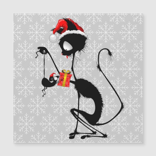 Cat Santa and Mouse with Christmas Gift (Front)