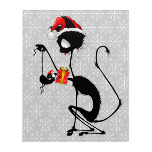 Cat Santa and Mouse with Christmas Gift  Acrylic Print