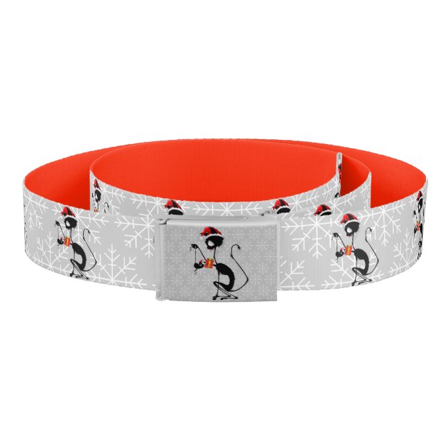 Cat Santa and Mouse with Christmas Gift  Belt (Coil)