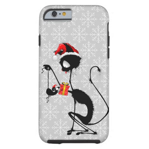Cat Santa and Mouse with Christmas Gift  Tough iPhone 6 Case