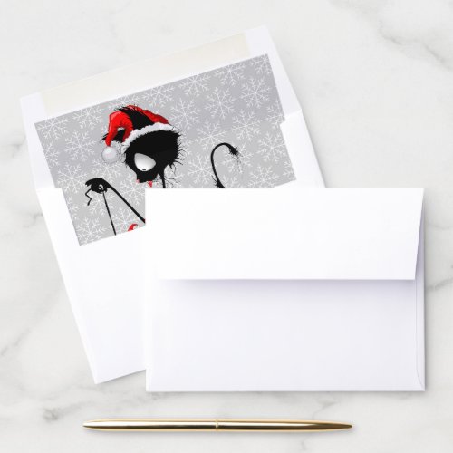 Cat Santa and Mouse with Christmas Gift  Envelope Liner