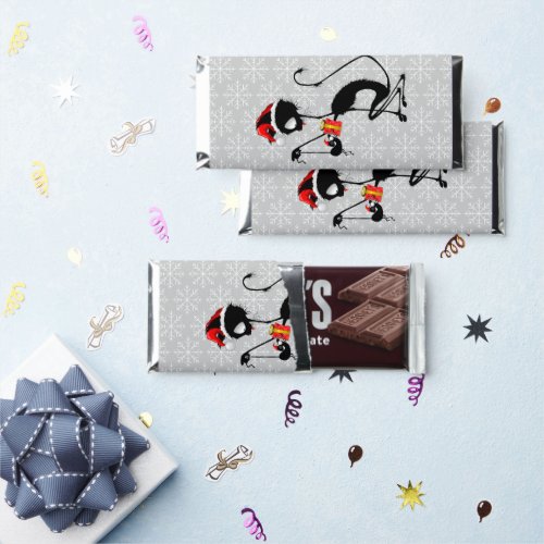 Cat Santa and Mouse with Christmas Gift  Hershey Bar Favors